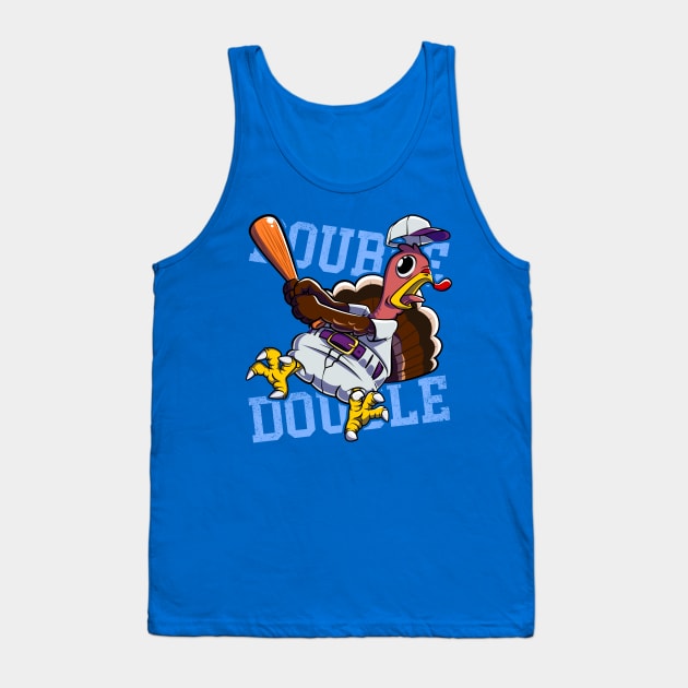 Double Play! | Funny Cartoon Turkey Gobble Baseball Player Tank Top by CrocoWulfo